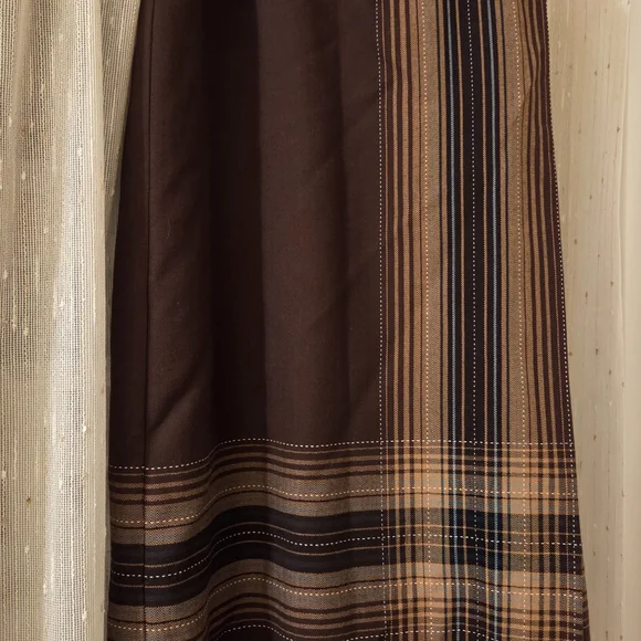 Sag Harbor Chocolate and Beige Striped Midi Skirt - Picture 2 of 5
